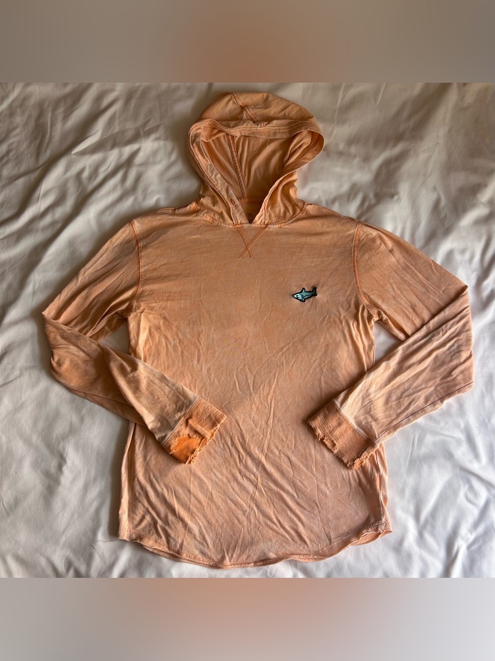 Rustic Blue Hooded Long Sleeve Shirt – Size Small